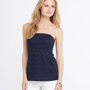 Vineyard Vines Chevron Jacquard Strapless Top